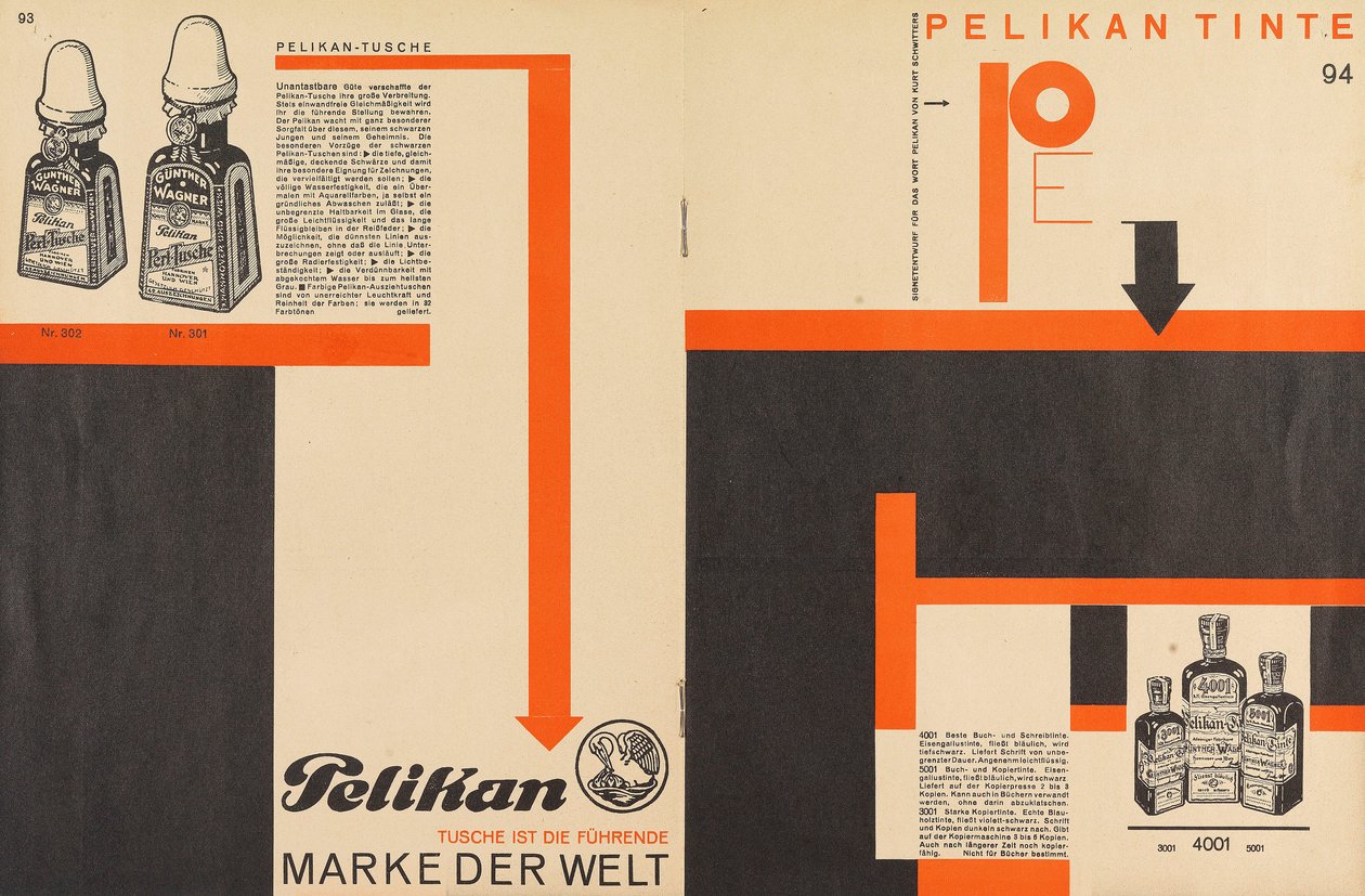 Merz 11 Pelican Ink advertisement by Kurt Schwitters