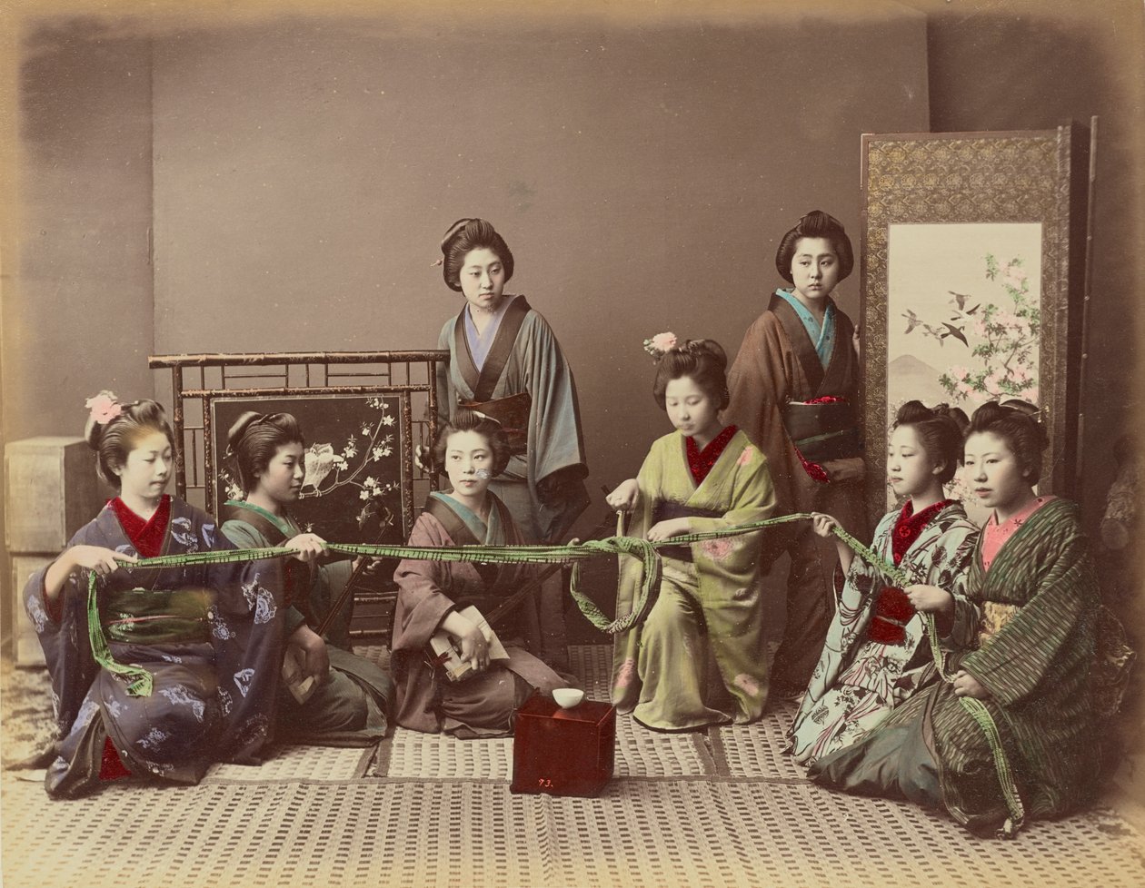 Japanese Girl Playing Game by Kusakabe Kimbei