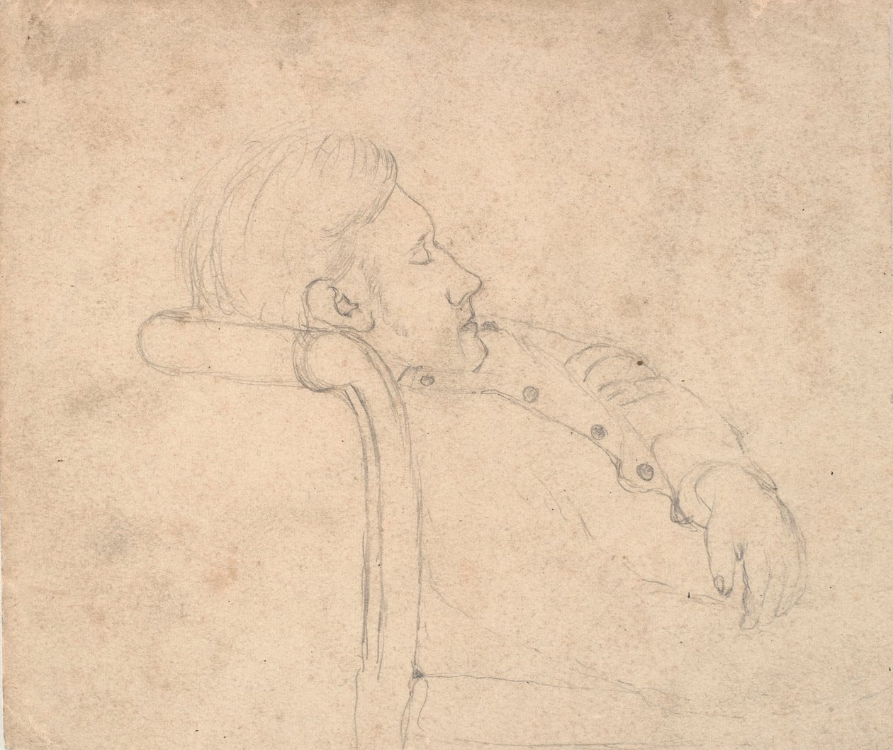 Sleeping Man on a Sofa. Half Figure by Laurits Andersen Ring