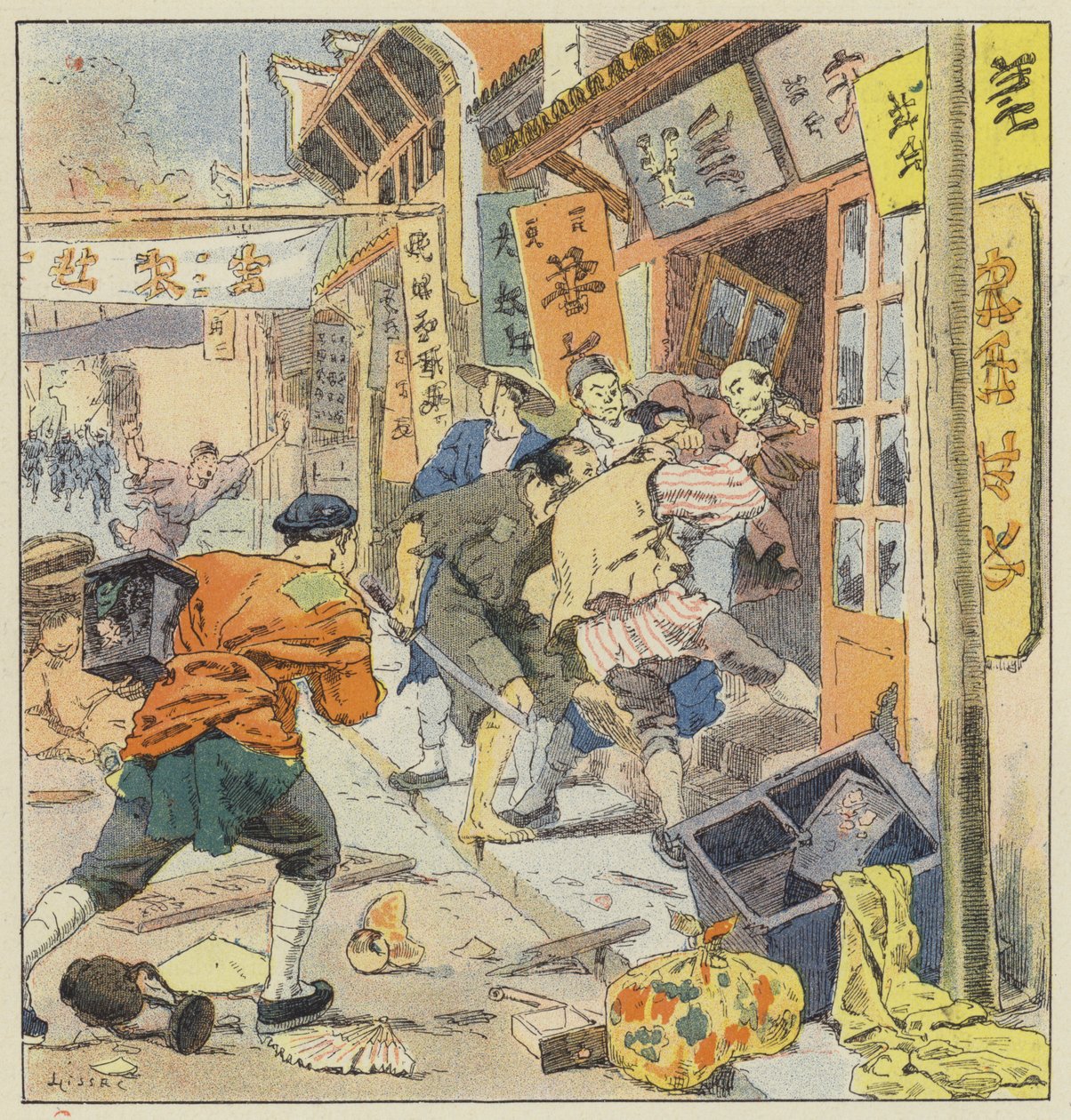 Looting in the Chinese quarters, in Dalny by L. Malespine