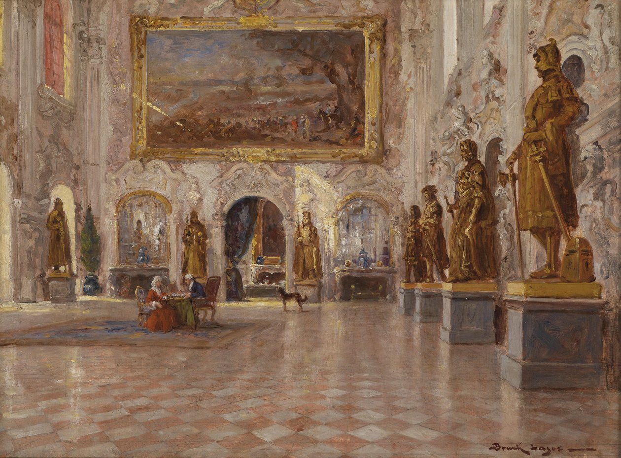 The Great Hall in Schleissheim Palace, with One of the Two Colossal Paintings by Franz Joachim Beich by Lajos Bruck