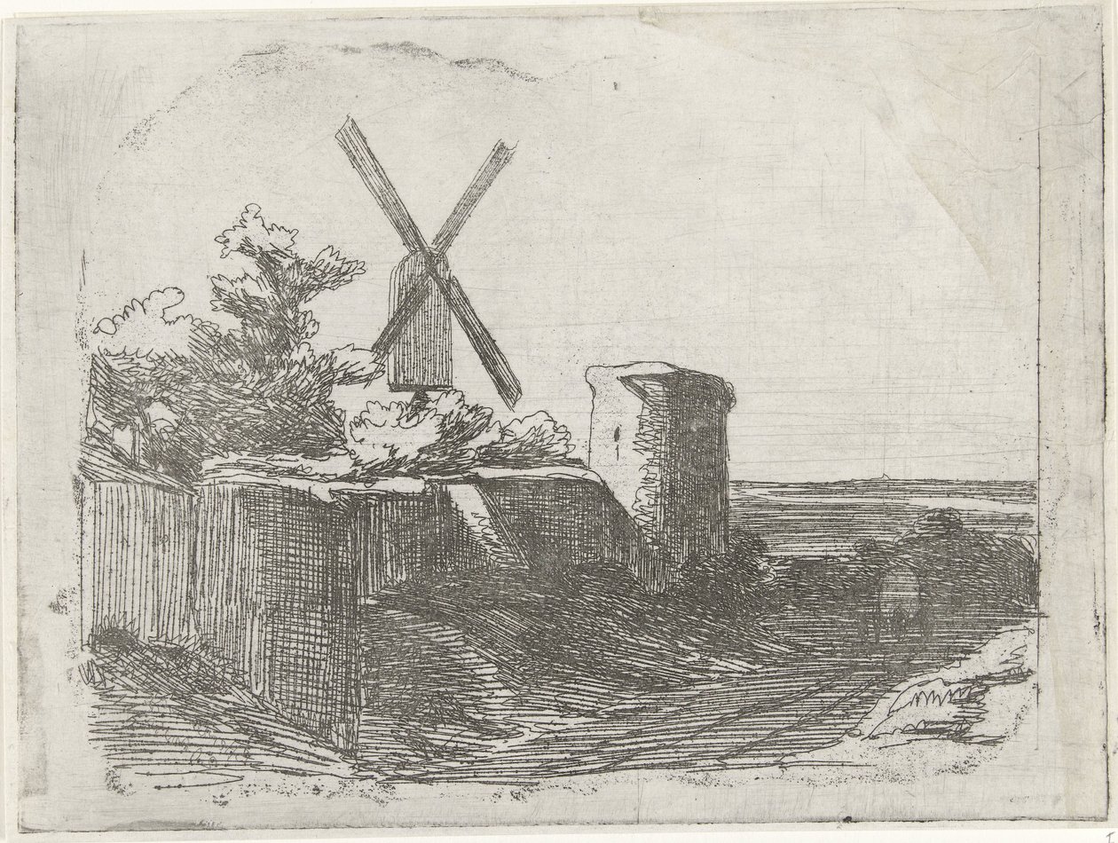 Ruin with Mill by Lambertus  Hardenberg