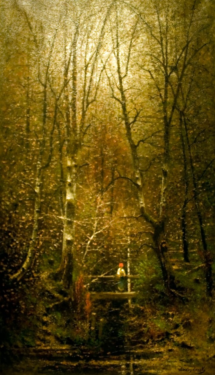 Forest Creek with a Bridge by Laszlo Mednyanszky