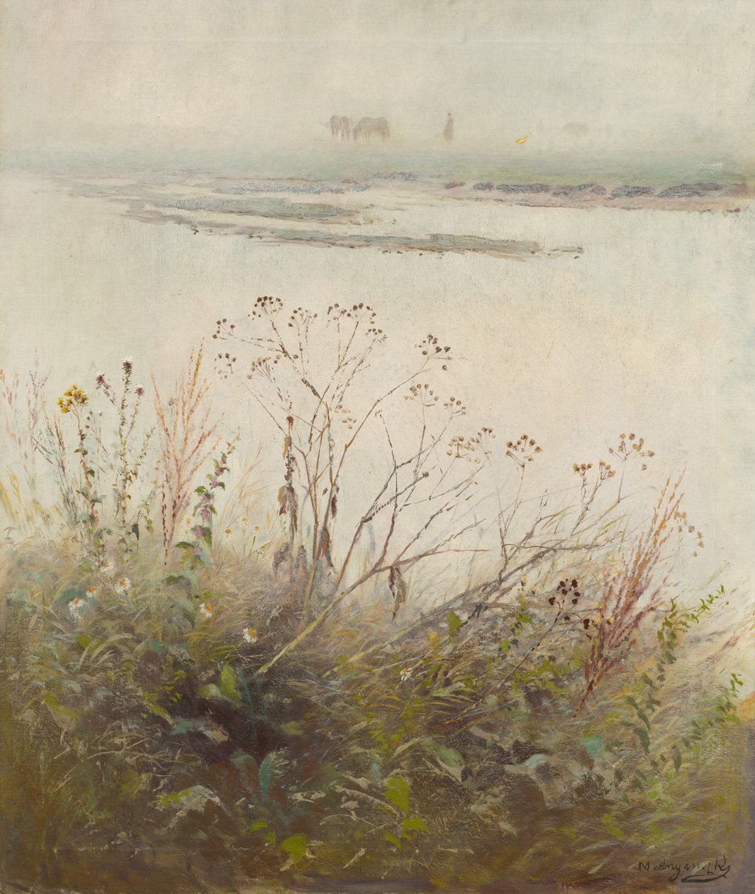 Shore of Flooded River in Blossom by Laszlo Mednyanszky