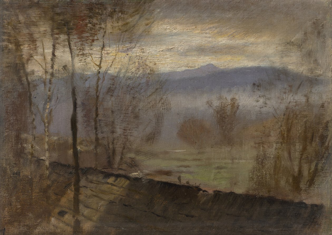 Evening Landscape with River by Laszlo Mednyanszky