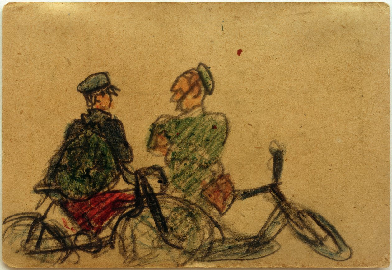Untitled (Cyclists in Conversation) by Laszlo Moholy Nagy