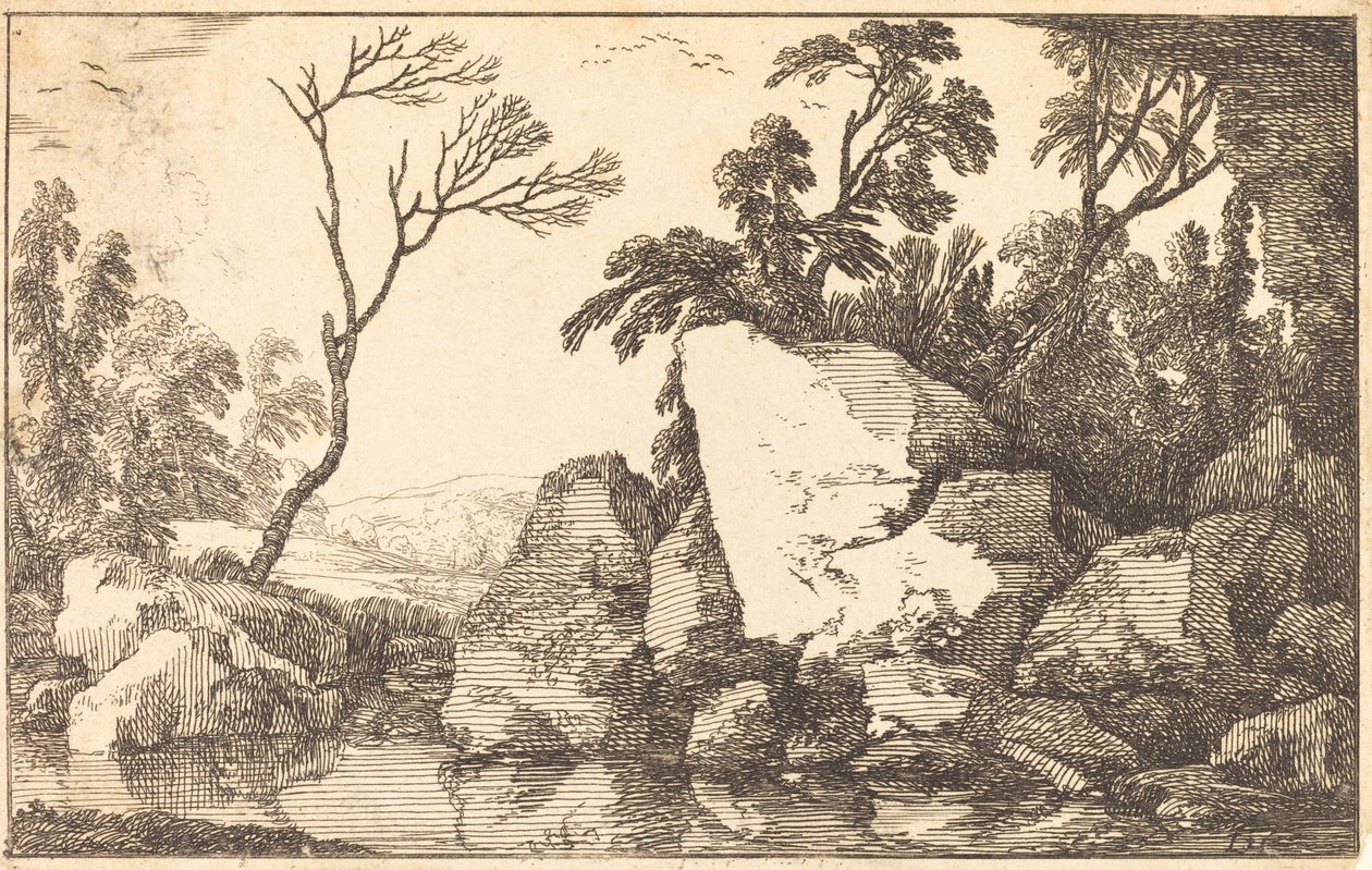 A Rocky Pond by Laurent de la Hyre