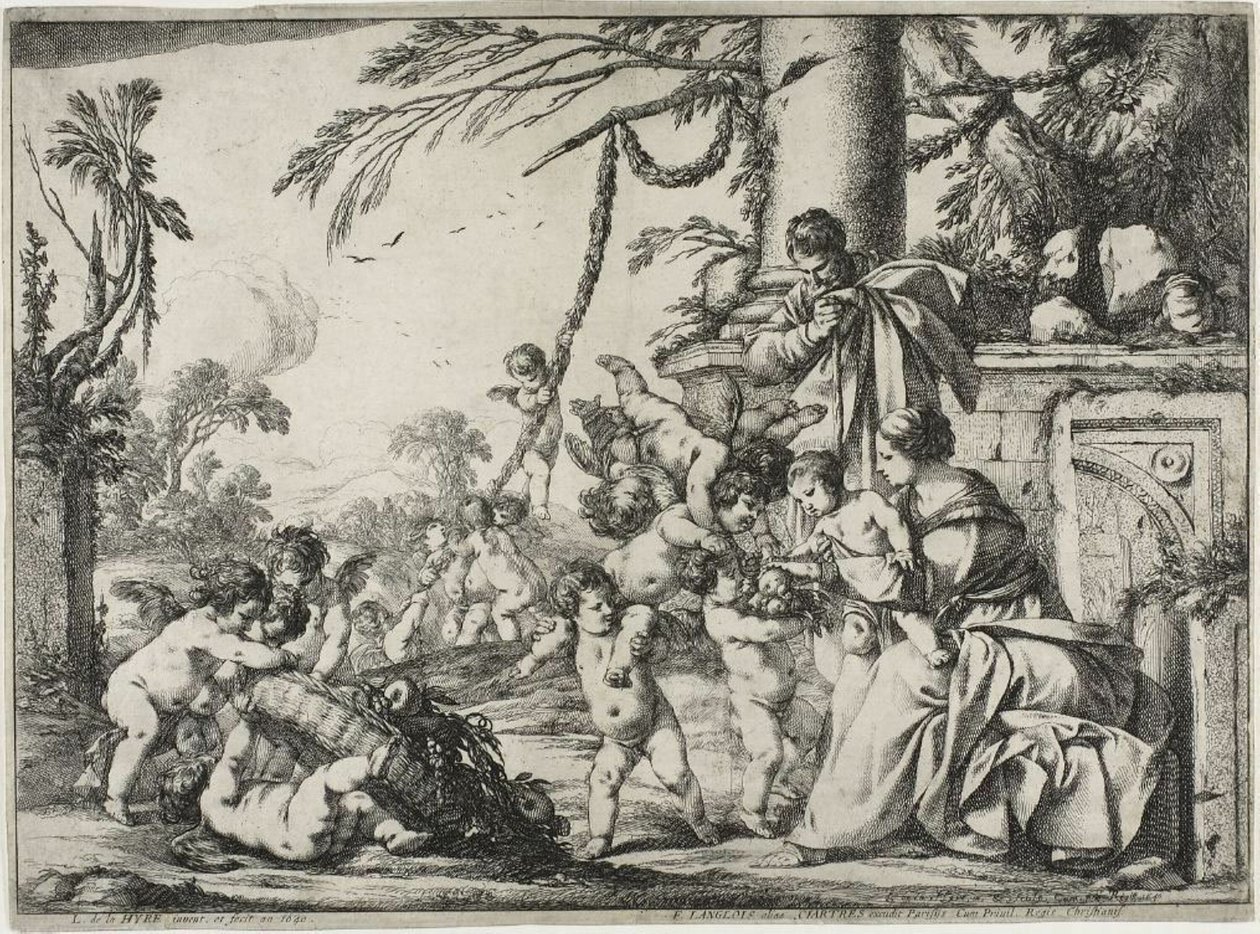 The Holy Family with Putti by Laurent de la Hyre