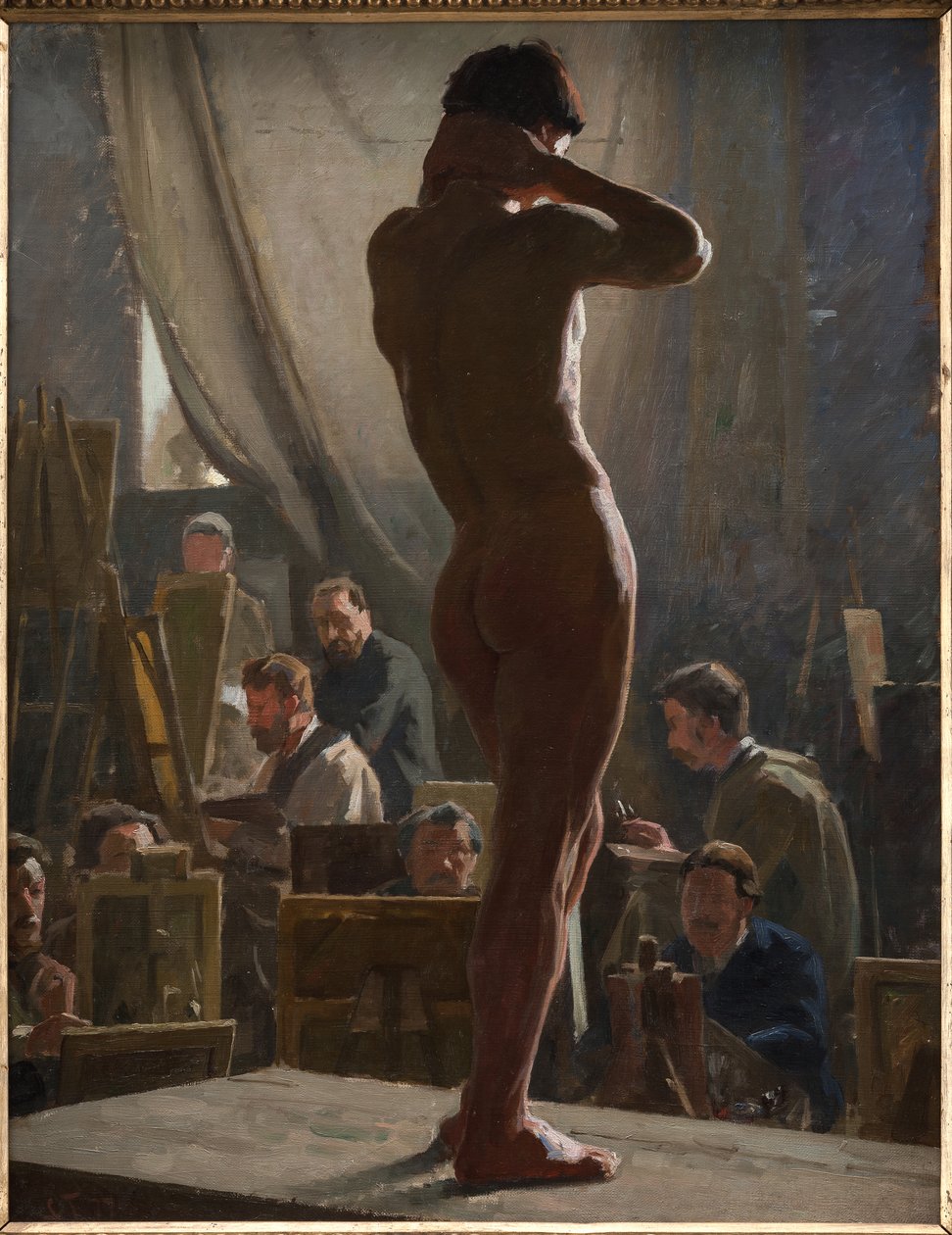 Male Nude in the Studio of Bonnat by Laurits Regner Tuxen