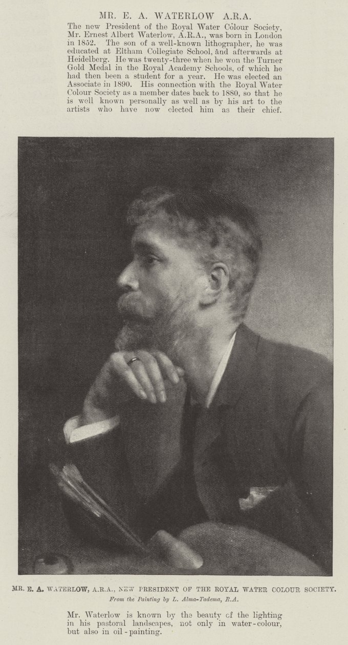 Mr E A Waterlow, ARA, New President of the Royal Water Colour Society by Lawrence Alma Tadema