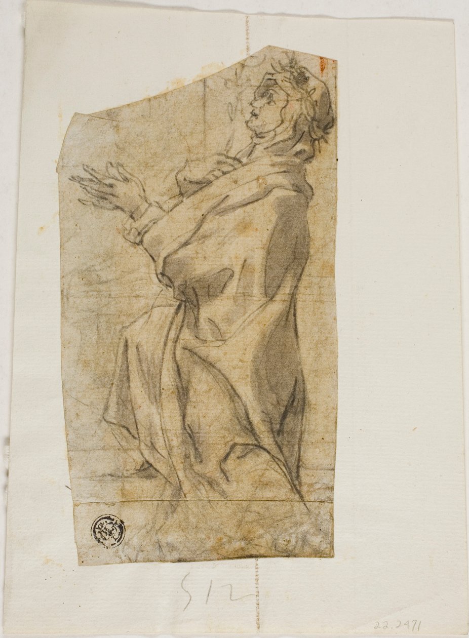 Kneeling Female Saint in Profile by Lazzaro Tavarone