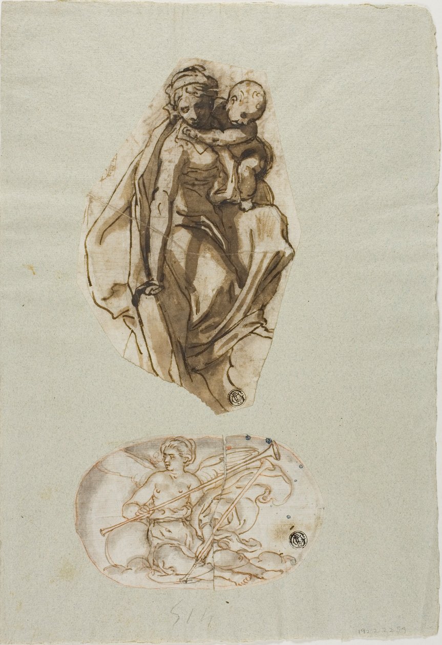 Woman with Child, and Pheme by Lazzaro Tavarone