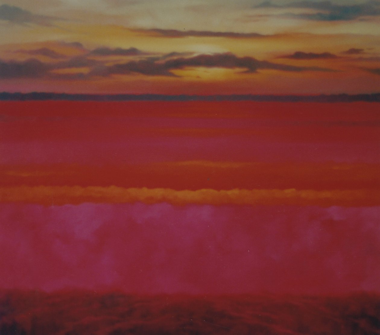 Glowing Sunrise, Sky and Pink Abstract Landscape by Lee Campbell