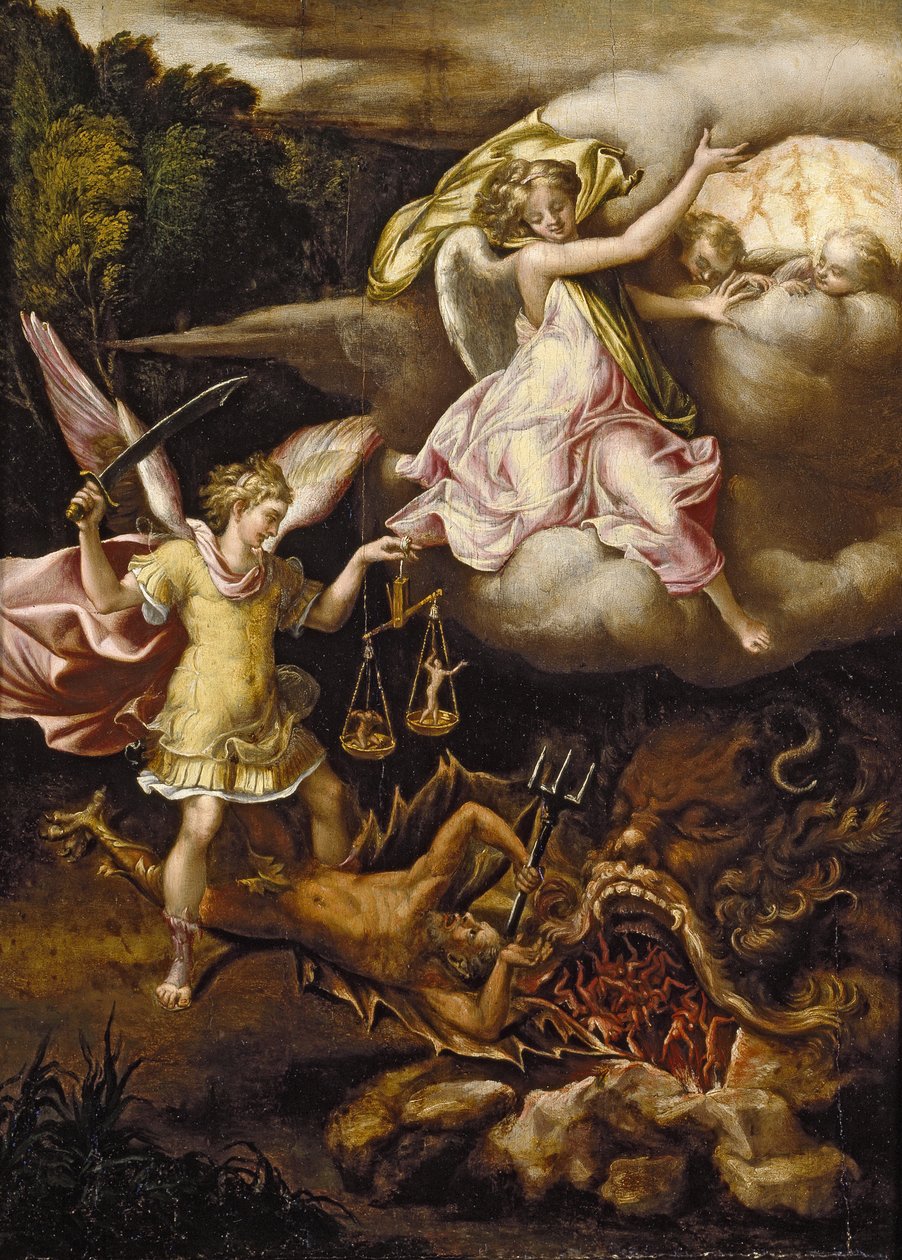 St Michael subduing Satan and weighing the Souls of the Dead, c. 1540 - 1549 by Lelio Orsi da Novellara