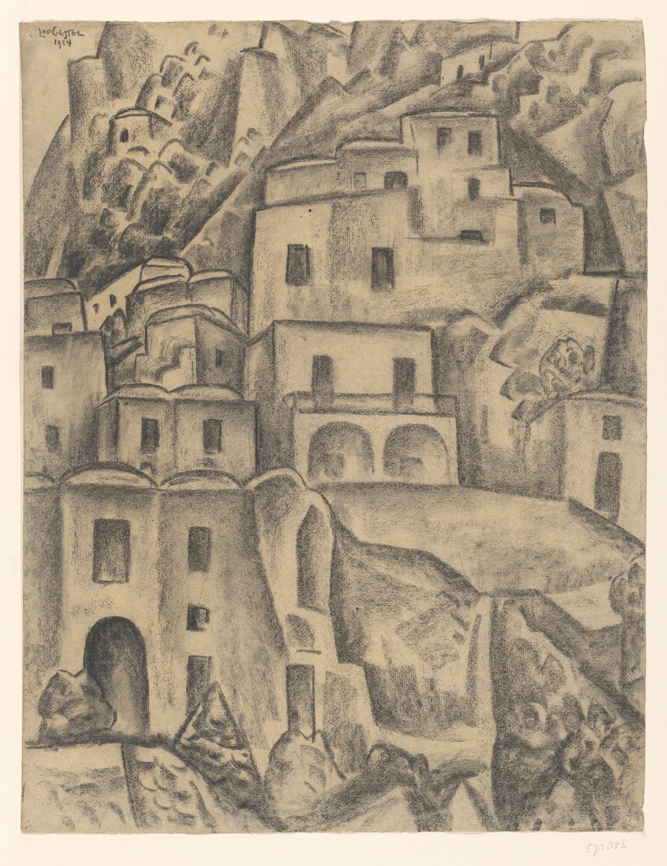 Houses on a Hillside by Leo Gestel (signed by artist)