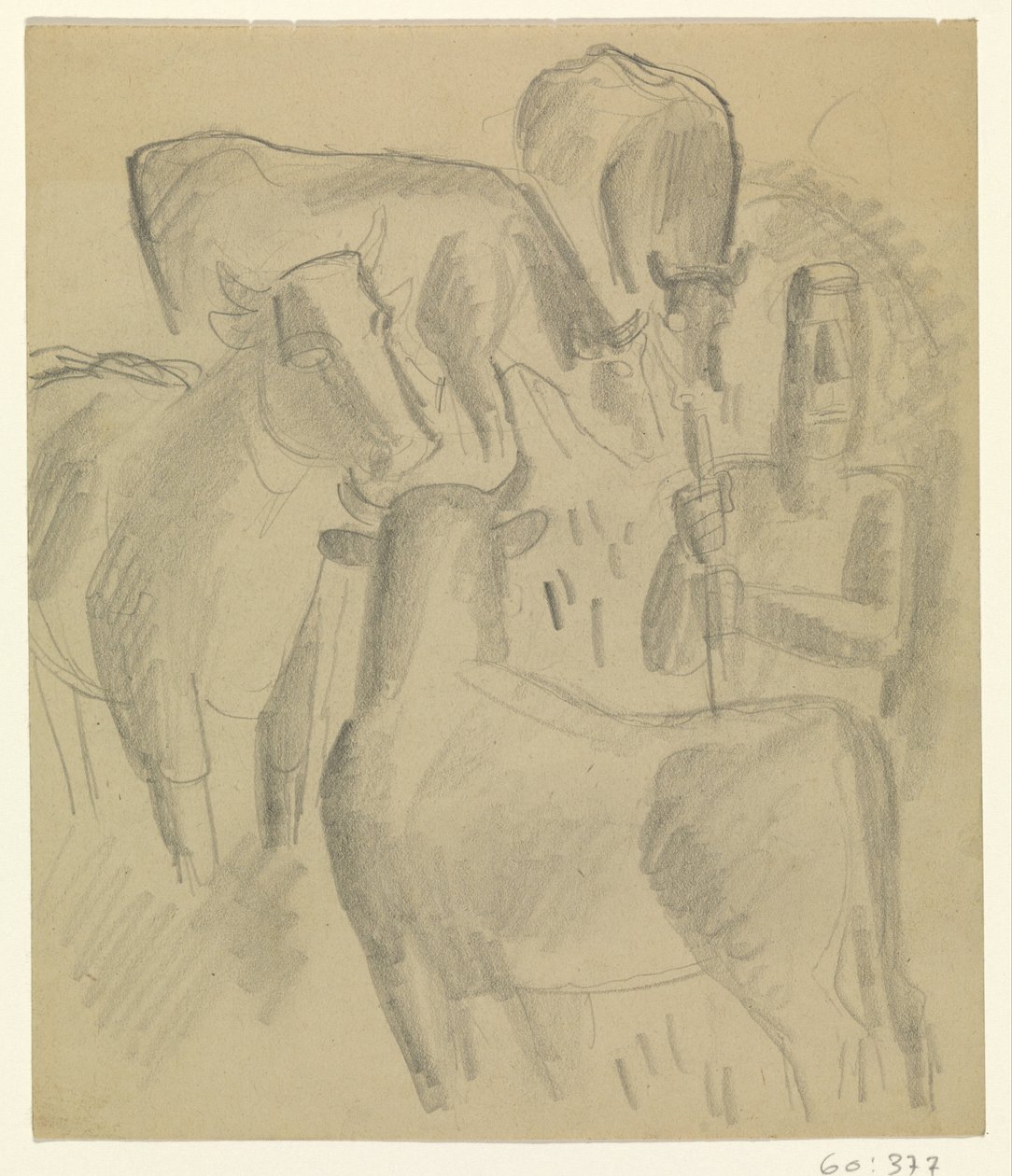 Farmer with Four Cows by Leo Gestel