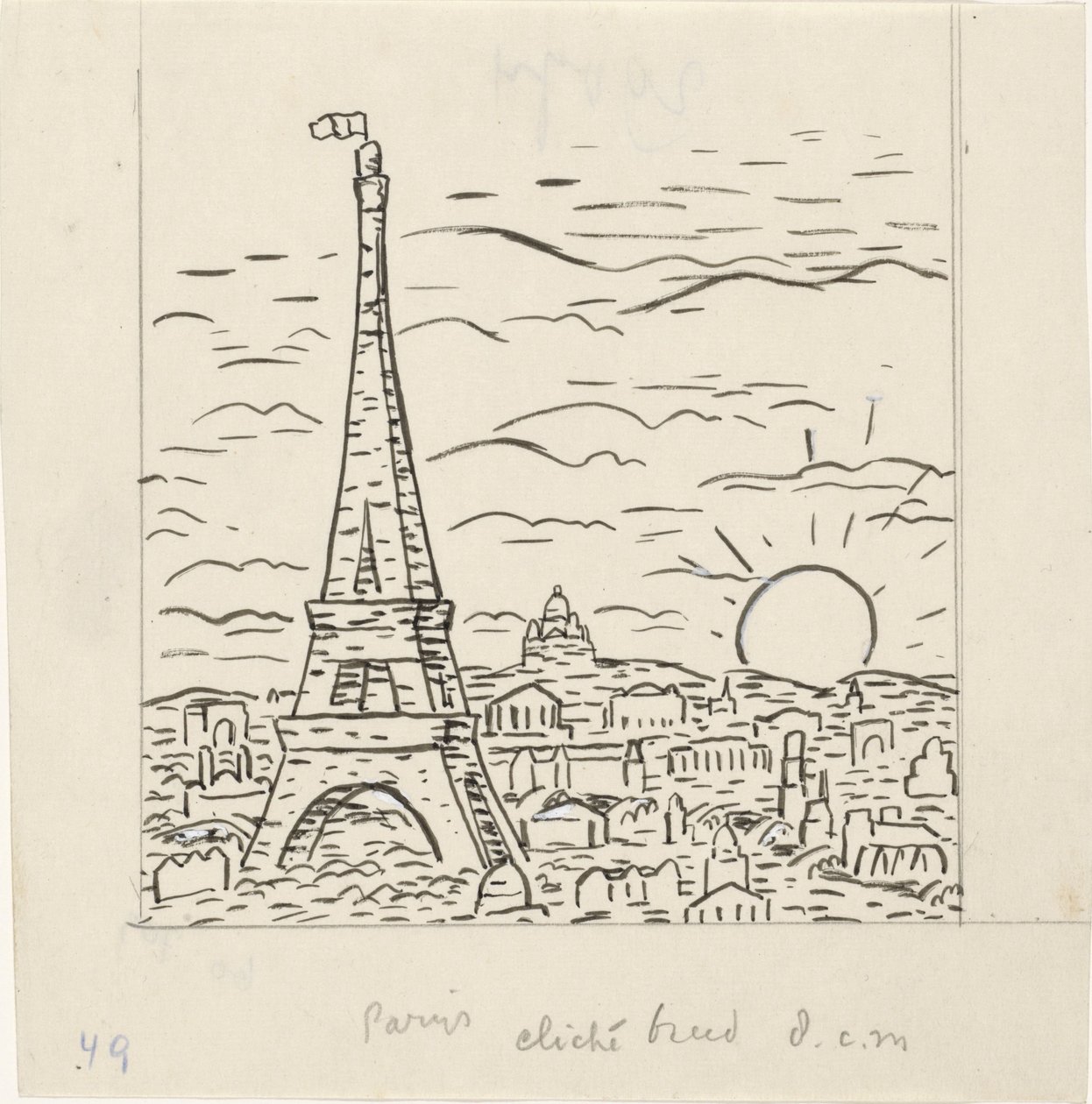 View of the Eiffel Tower in Paris by Leo Gestel