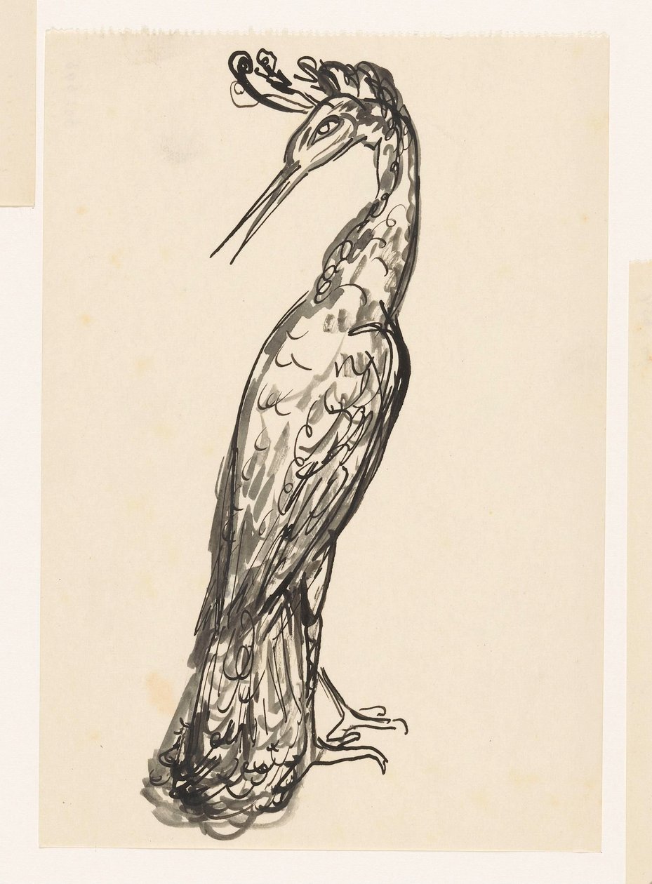 Heron with Its Head Turned Back by Leo Gestel