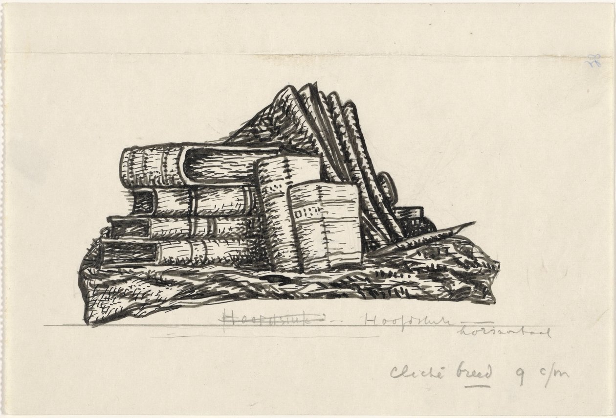 Stack of Books and Writing Materials by Leo Gestel