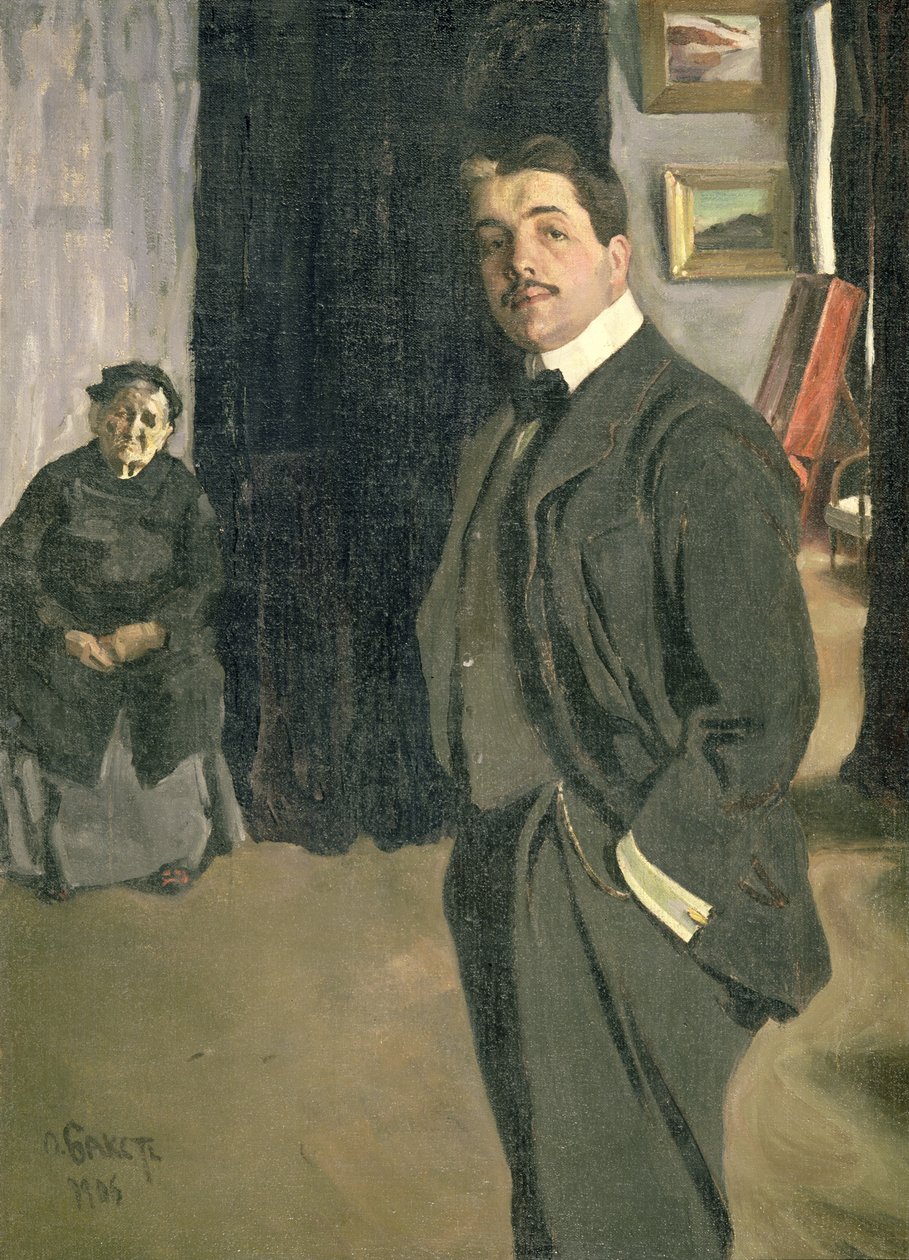 Portrait of Sergei Pavlovich Diaghilev with His Nurse, 1906 by Leon Bakst