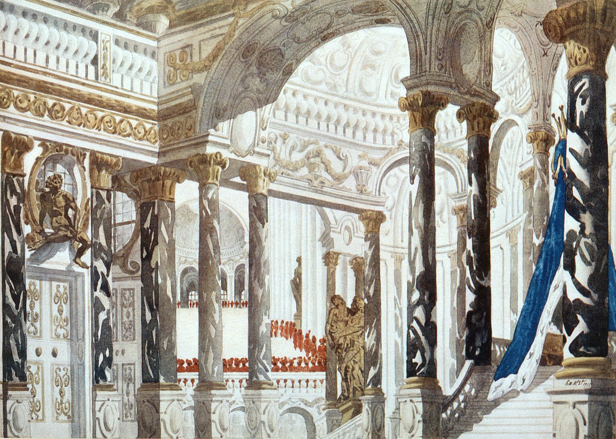 Scenery design for The Baptism, from Sleeping Beauty by Leon Bakst