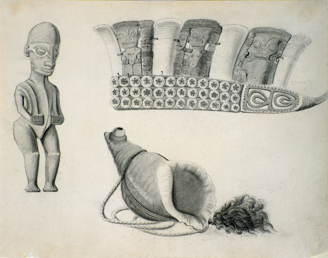 Marquesas Islands artifacts, c.1844 by Leon Duchamp