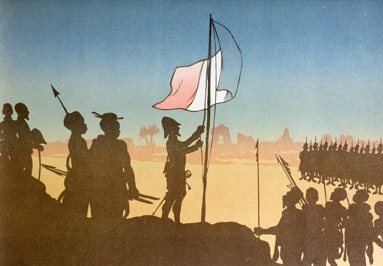 Shadow Play depicting the raising of the French Flag at Fashoda in 1898 by Leon Leroy