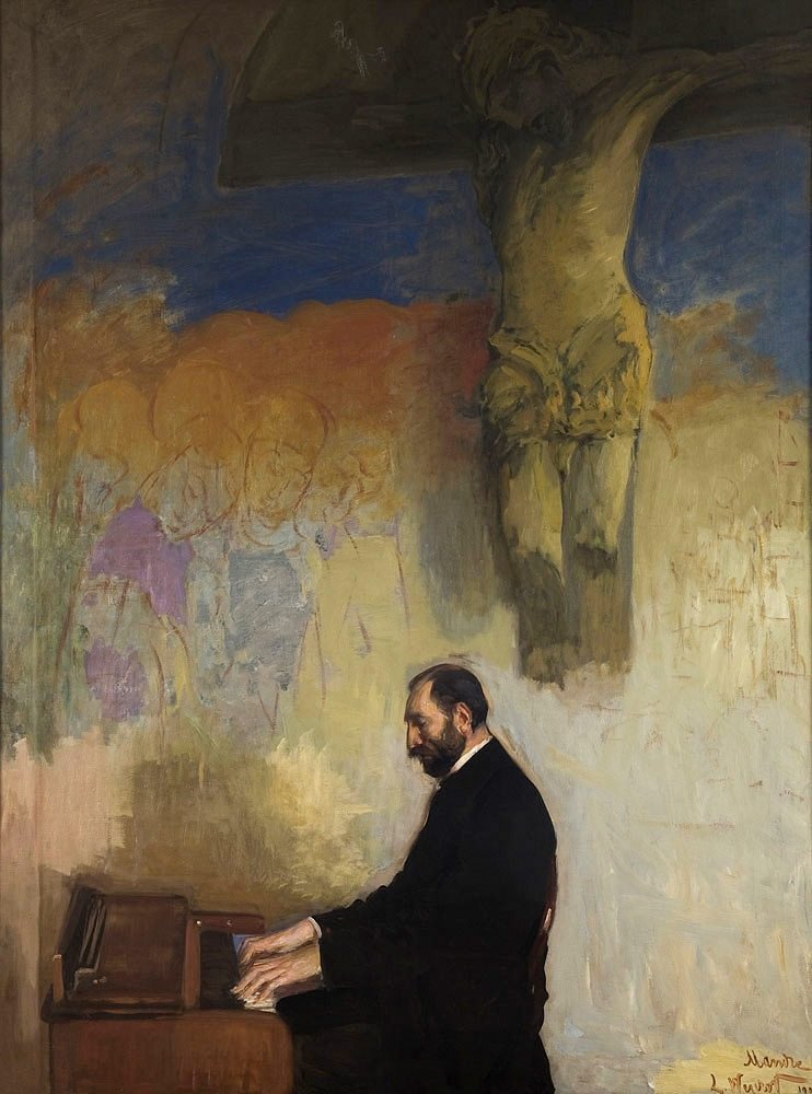 Portrait of Feliks Jasienski at the Organ by Leon Wyczokowski