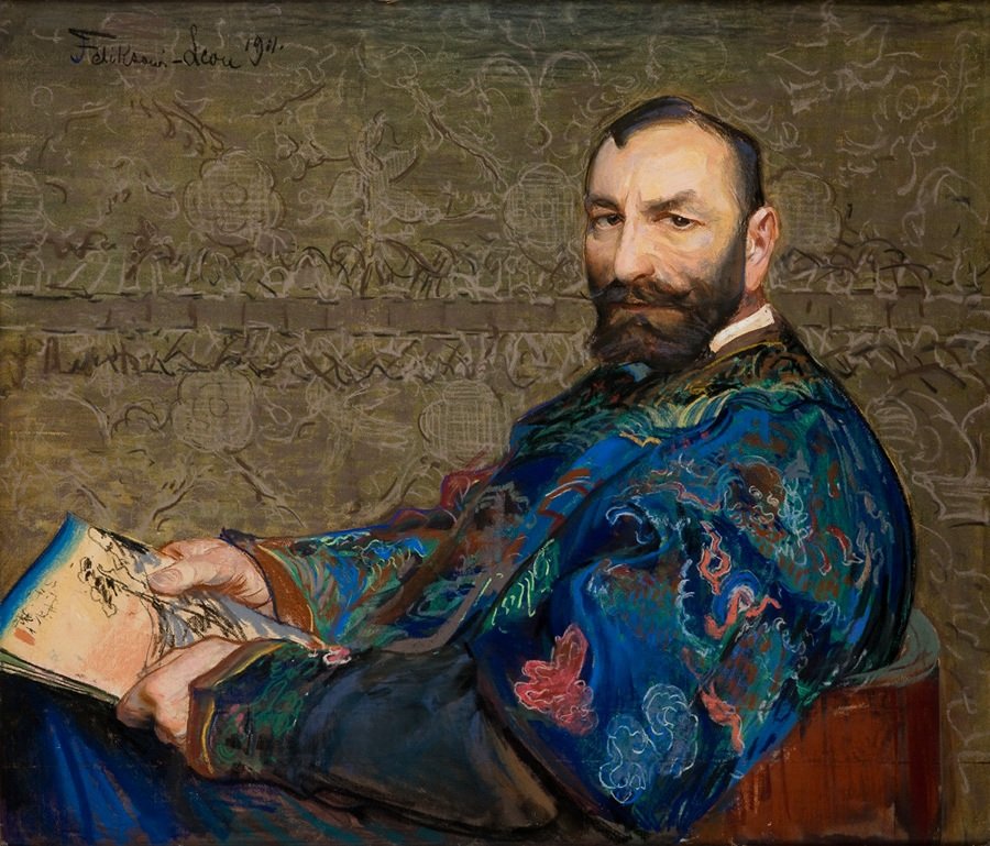Portrait of Feliks Jasienski in a Blue Caftan by Leon Wyczokowski