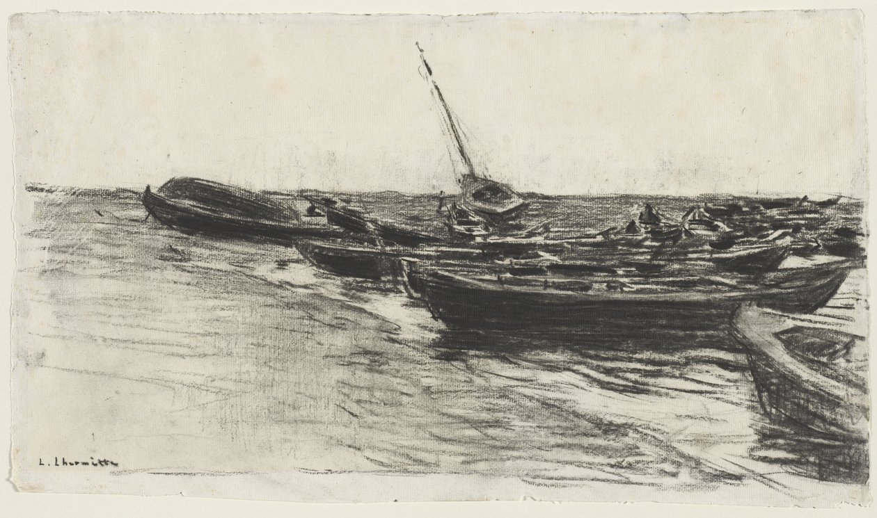 Boats on the Beach, c. 1874-81 by Leon Augustin Lhermitte