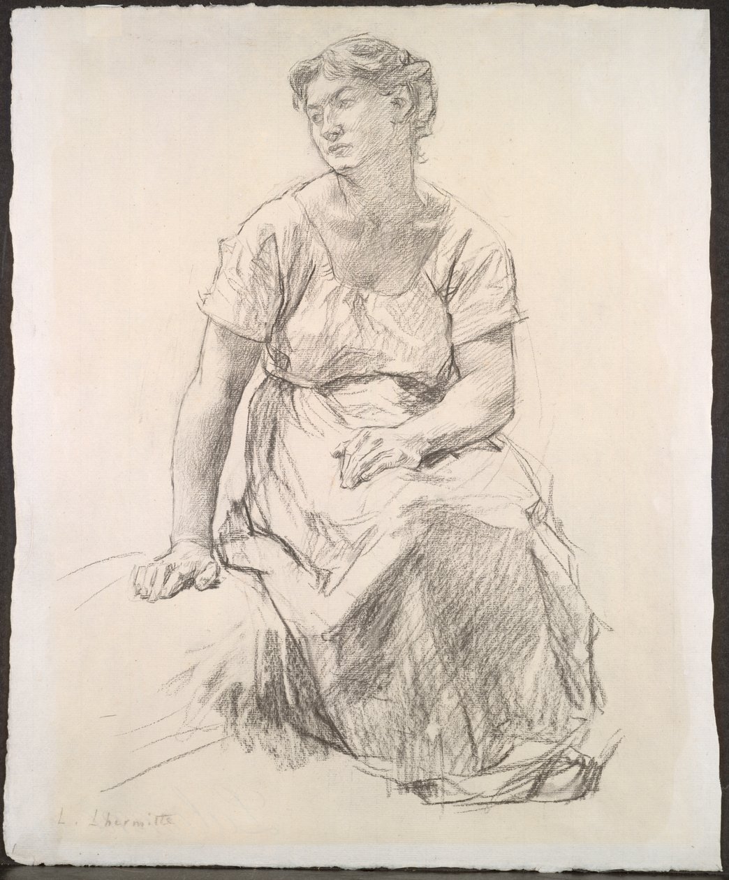 Seated Peasant Woman by Leon Augustin Lhermitte