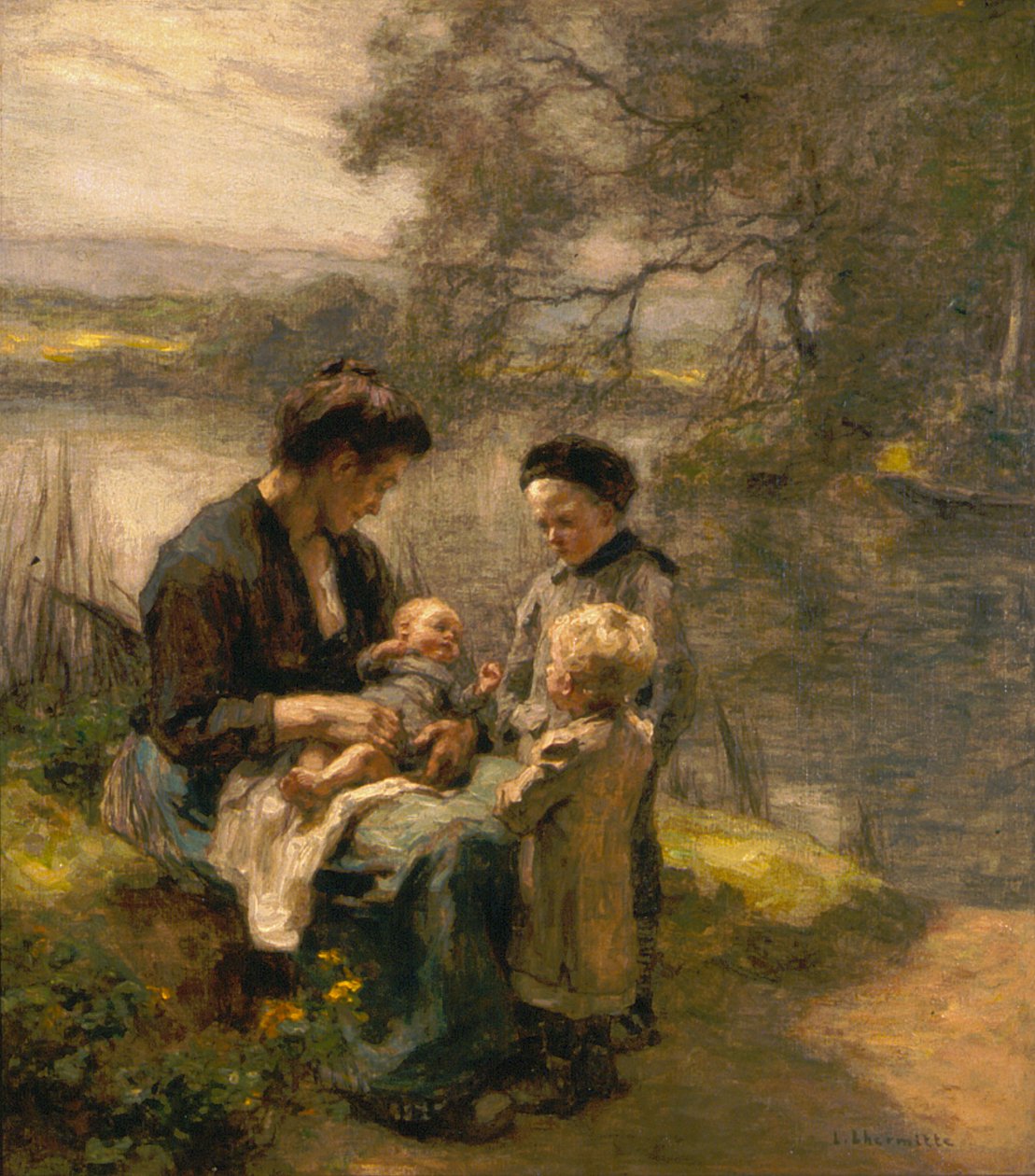 Woman with Child and Two Children by Leon Augustin Lhermitte