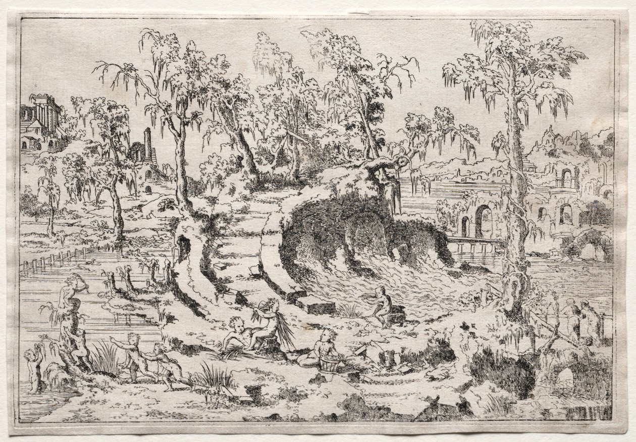 Landscape with Putti by Leon Davent