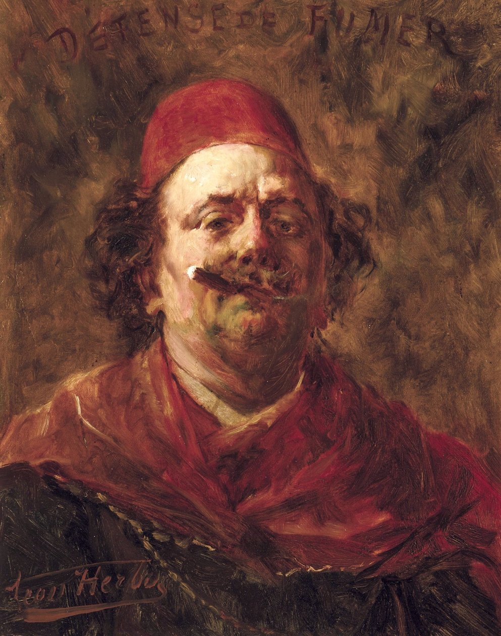 Smoking Prohibited (Self-portrait with Fez) by Leon Herbo