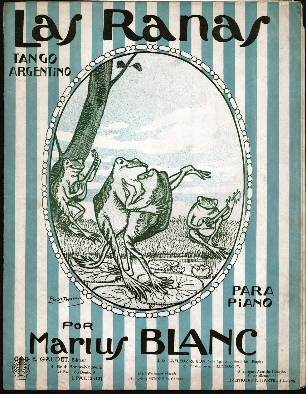 Frogs Dancing Tango (illustration) by Leon Pousthomis