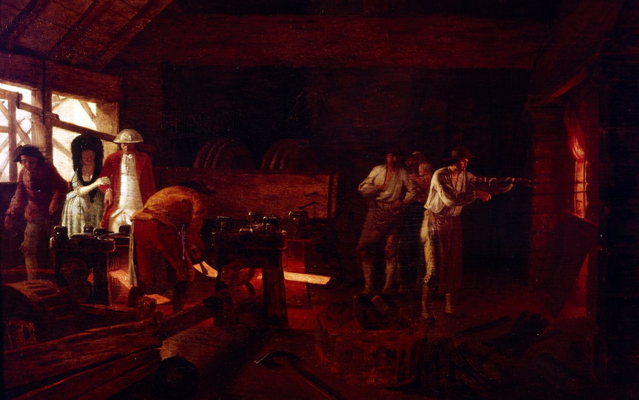 Interior of a foundry by Léonard Defrance