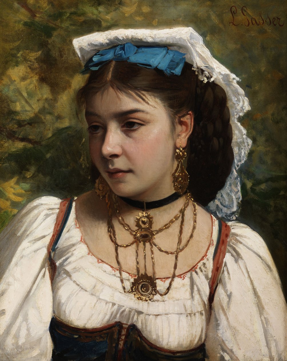 Portrait of a Young Italian Woman by Leonardo Gasser