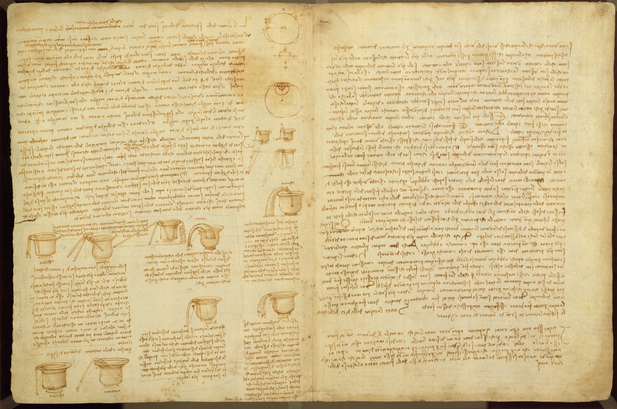 A page from the Codex Leicester, 1508-12 by Leonardo da Vinci