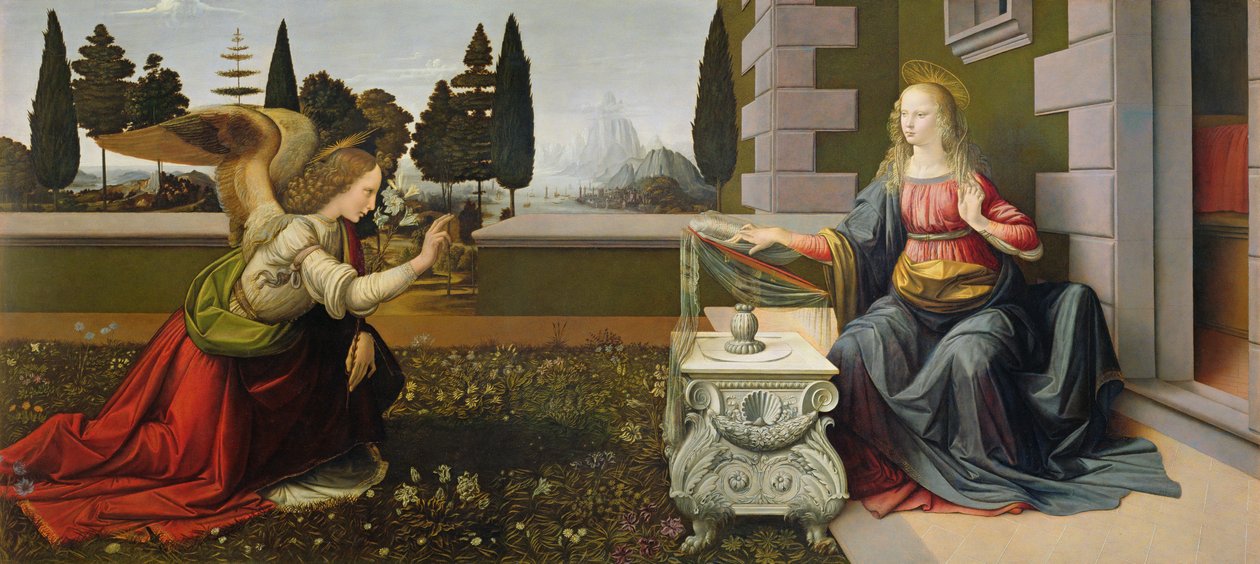 Annunciation (post restoration) by Leonardo da Vinci