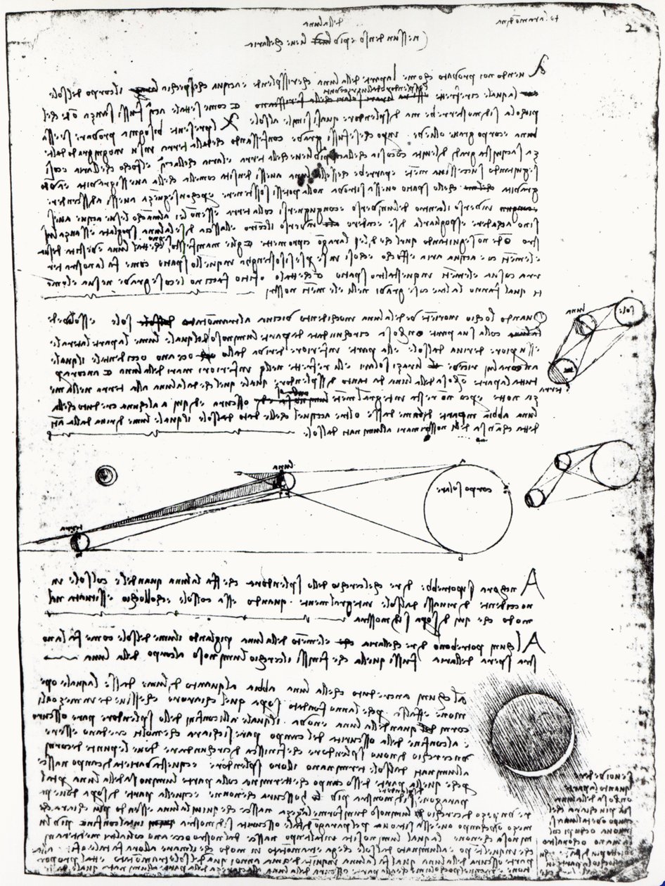 Astronomical Diagrams, fol. 2r from the Codex Leicester by Leonardo da Vinci