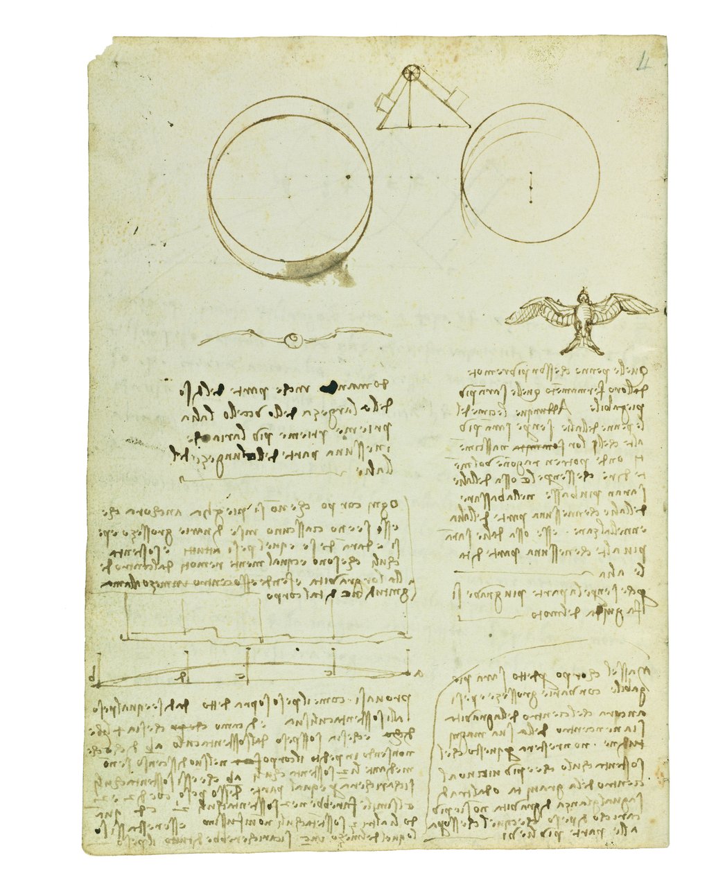 Codex on the Flight of Birds, Folio 4 Verso by Leonardo da Vinci