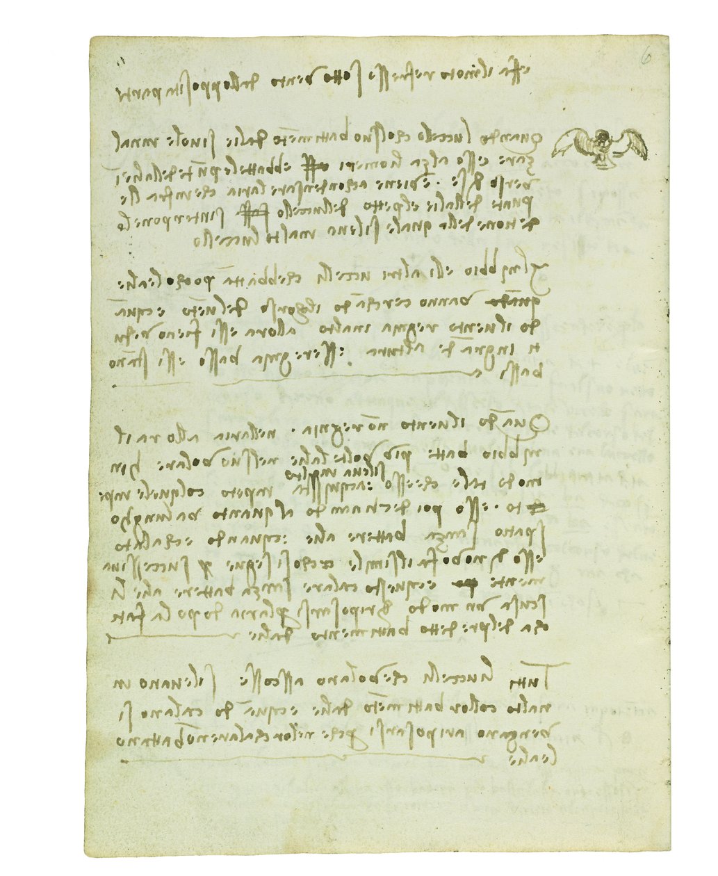 Codex on the Flight of Birds, Folio 5 Verso by Leonardo da Vinci