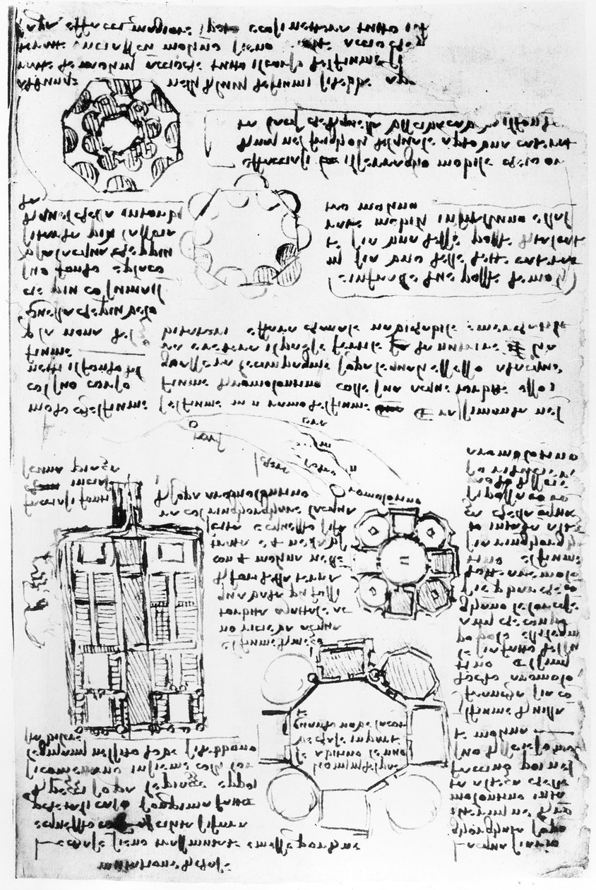Design for a Palace and Park (Romorantin), fol. 270v from the Codex Arundel by Leonardo da Vinci