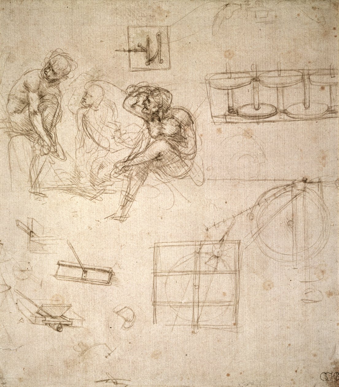 Studies of Figures and of Machinery by Leonardo da Vinci