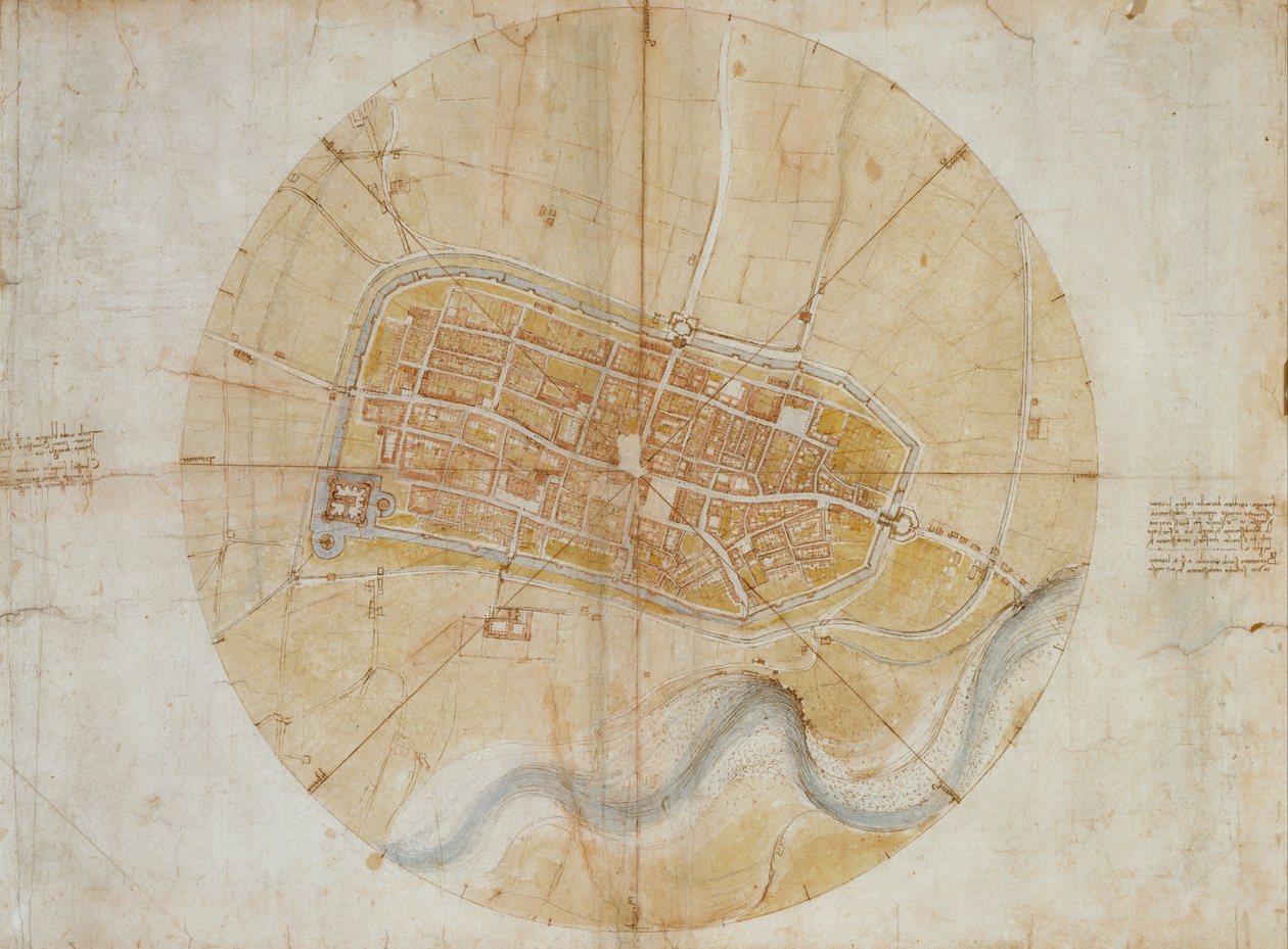 Plan of Imola by Leonardo da Vinci