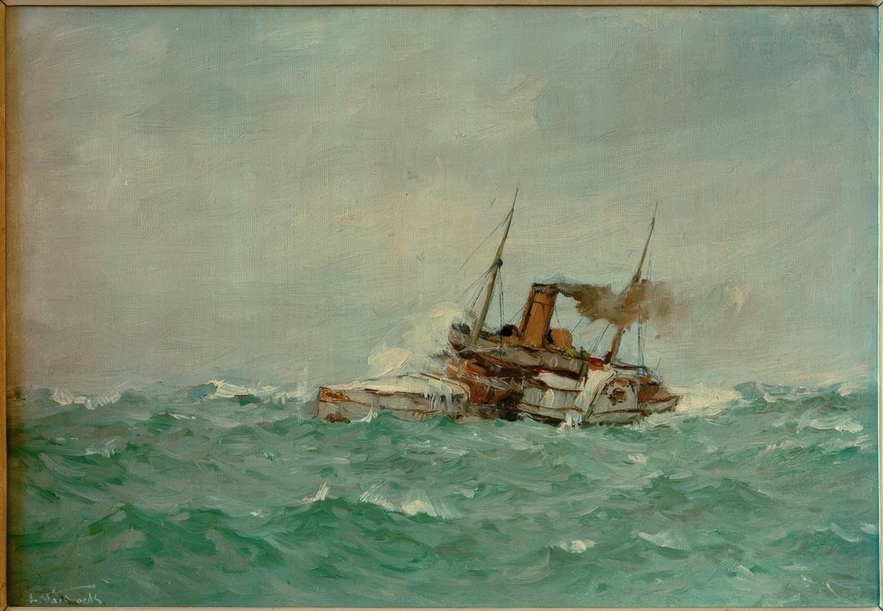 Paddle Steamer in Rough Sea by Leonhard Sandrock