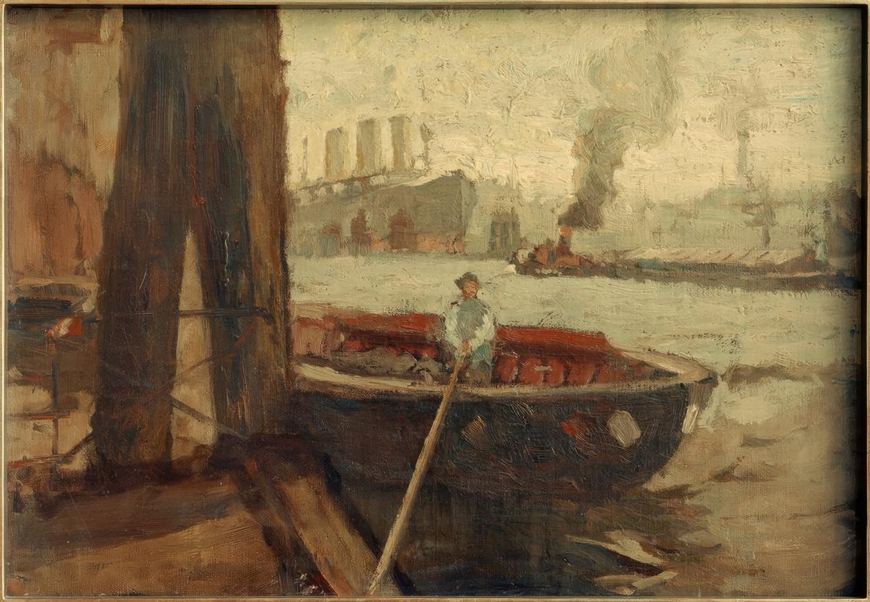 Barge at the Pier by Leonhard Sandrock