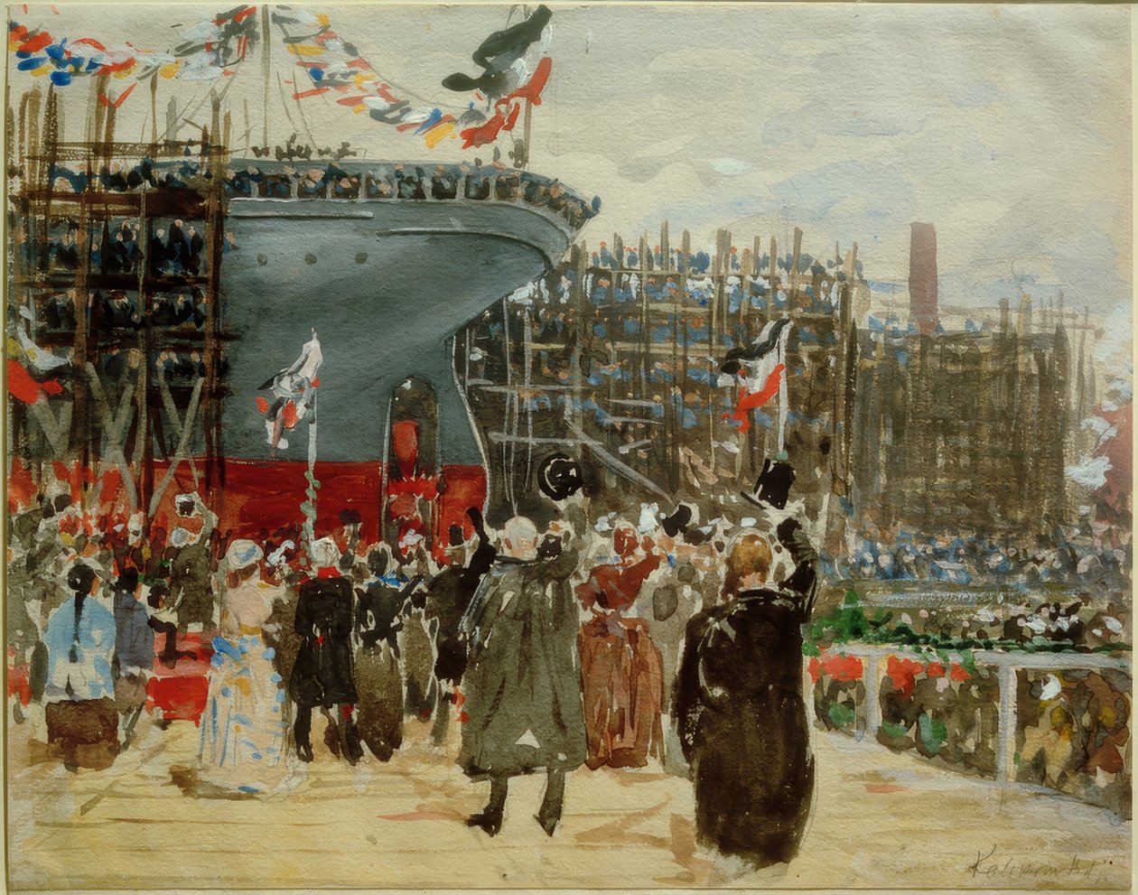 Launching of a Ship by Leopold Karl Walter von Kalckreuth