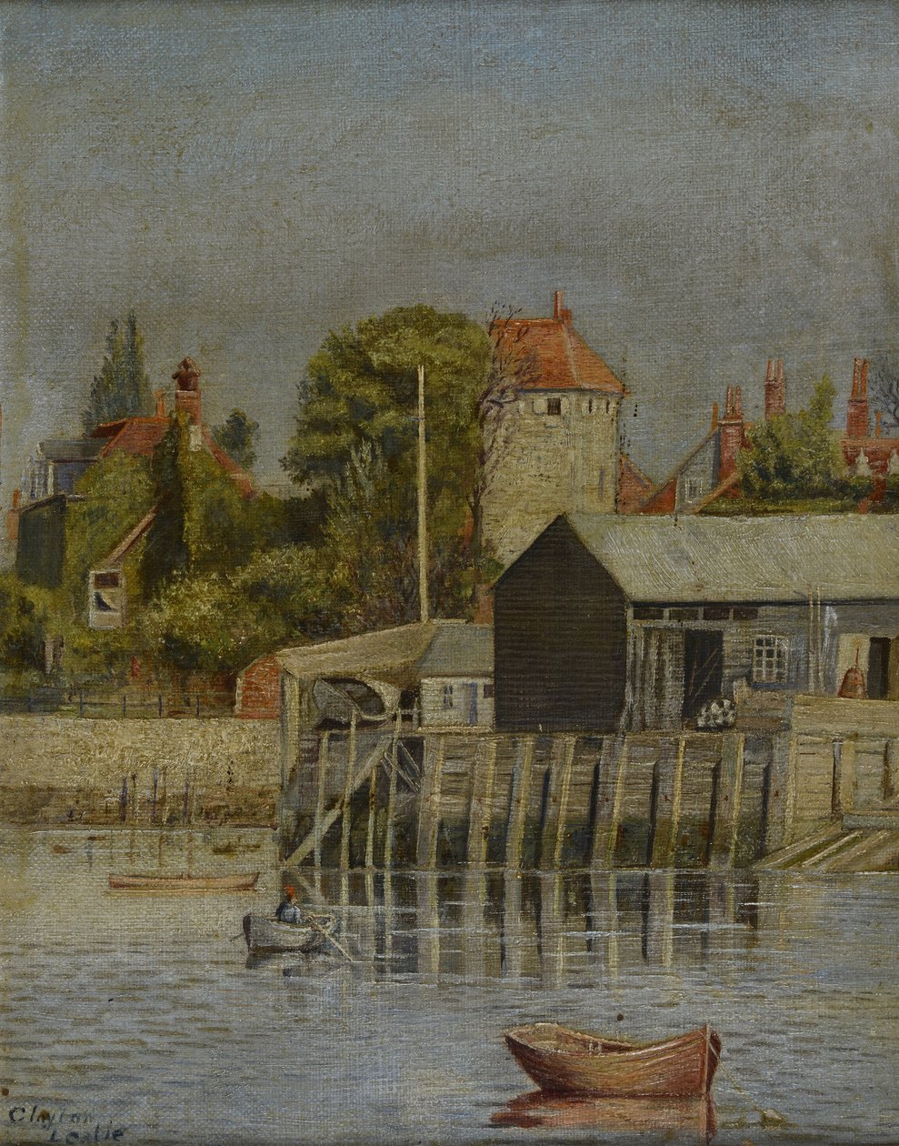 A Canal Side with Boatyard by Leslie Clayton