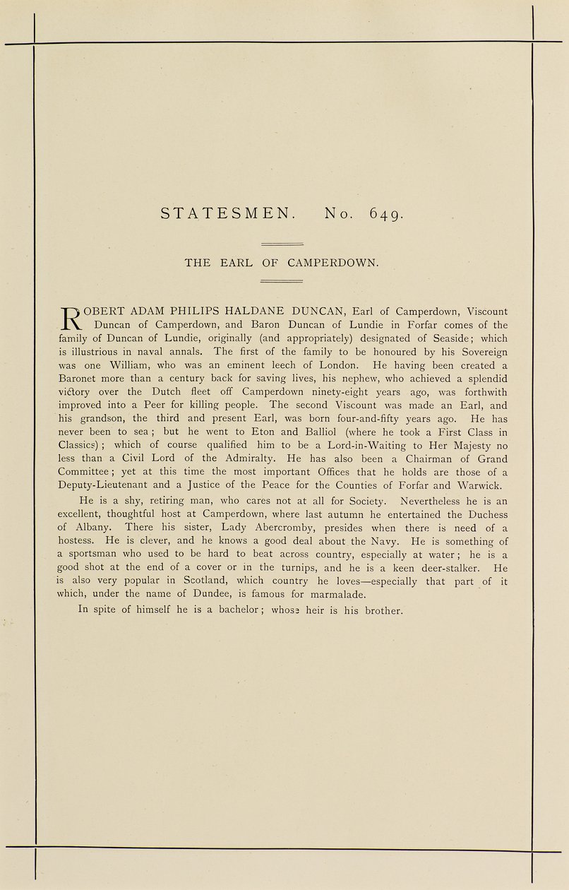The Earl of Camperdown by Leslie Matthew Ward